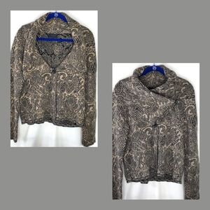 Mary Made In Italy Size L Wool Blend Knit Button Cardigan Sweater Long Sleeve.